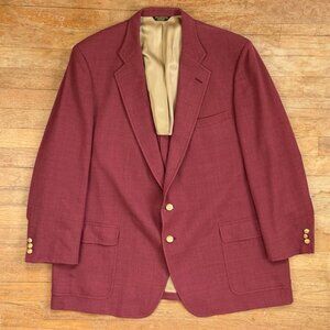 Vintage Mens Wool Blend Blazer Size 48 70s Burgundy Red Sport Coat Sport Jacket